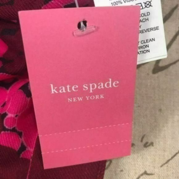Kate Spade Bubble Dot Oblong Scarf Barbiecore Pink Red Black, Brand New - Picture 6 of 7